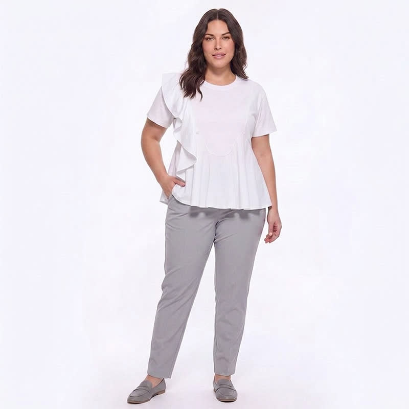 Bluse in A-Linie mit asymmetrischem Rüschendetail - image 3