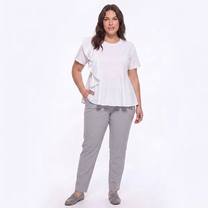 Bluse in A-Linie mit asymmetrischem Rüschendetail - image 3