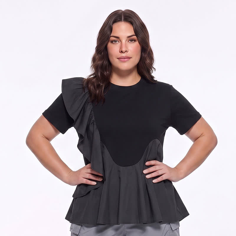 Bluse in A-Linie mit asymmetrischem Rüschendetail - image 4