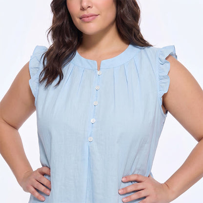 Ärmellose Bluse mit Rüschenbesatz in Übergröße - image 1