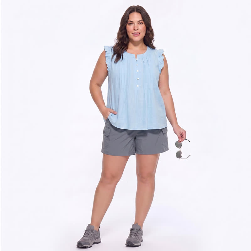 Ärmellose Bluse mit Rüschenbesatz in Übergröße - image 3
