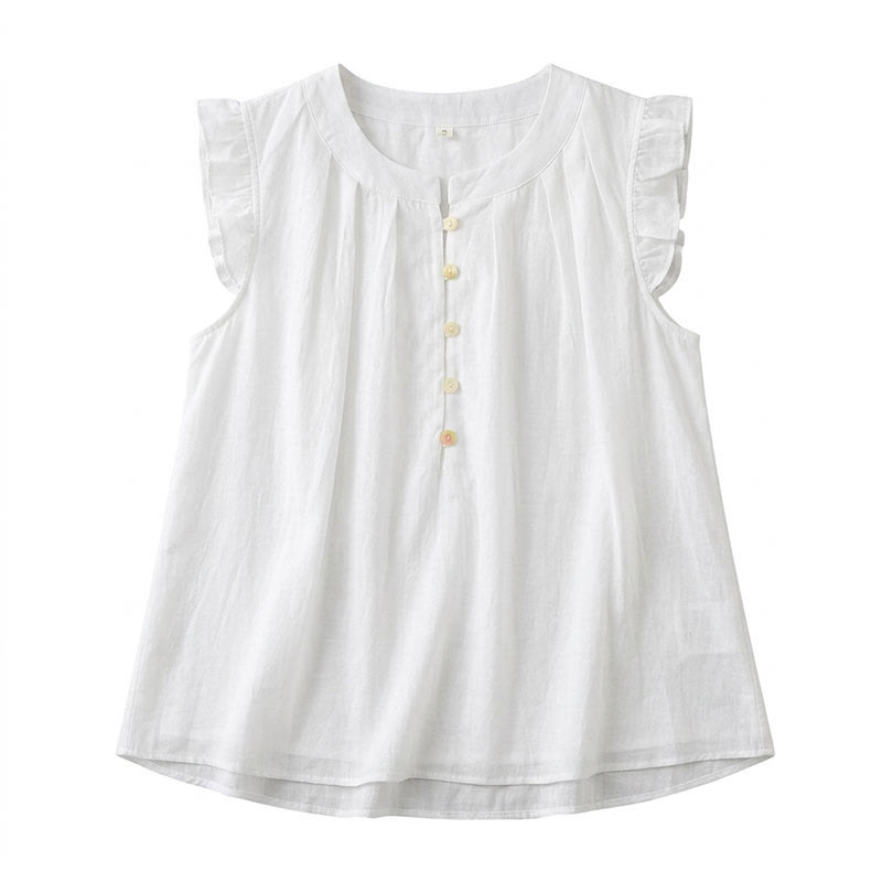 Ärmellose Bluse mit Rüschenbesatz in Übergröße - Weiß - 4XL - image 7