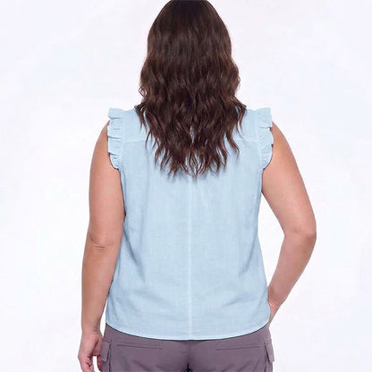 Ärmellose Bluse mit Rüschenbesatz in Übergröße - image 2