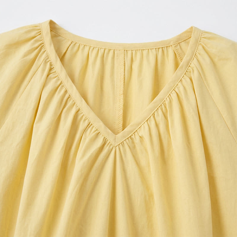 Plus Size Top mit V-Ausschnitt und Raffung - image 13