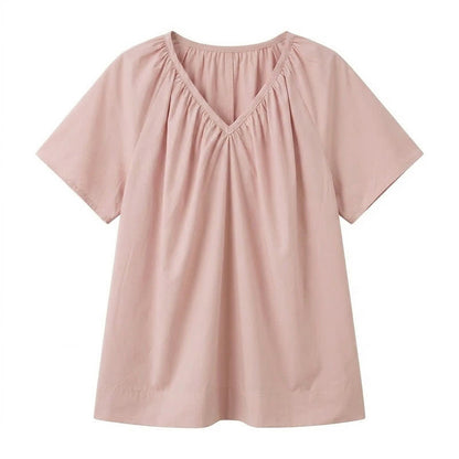 Plus Size Top mit V-Ausschnitt und Raffung - Rosa - 4XL - image 7
