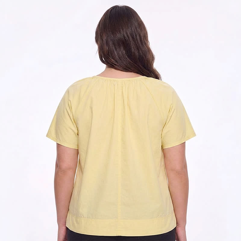 Plus Size Top mit V-Ausschnitt und Raffung - image 5