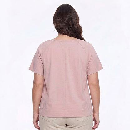 Plus Size Top mit V-Ausschnitt und Raffung - image 1