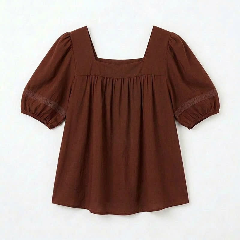 Bluse in Übergröße mit Vintage-Stil und eckigem Ausschnitt - image 11