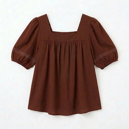 Bluse in Übergröße mit Vintage-Stil und eckigem Ausschnitt - image 11