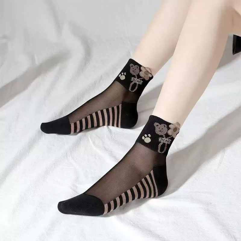 Niedliche Bären-Netzsocken (10 Paar) - Schwarz-C - EU35-40 (US2-7) - image 3
