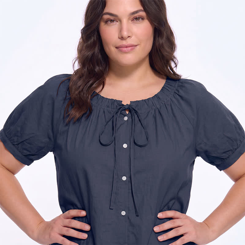 Vintage Bluse mit Bindekragen und Knopfleiste - image 1