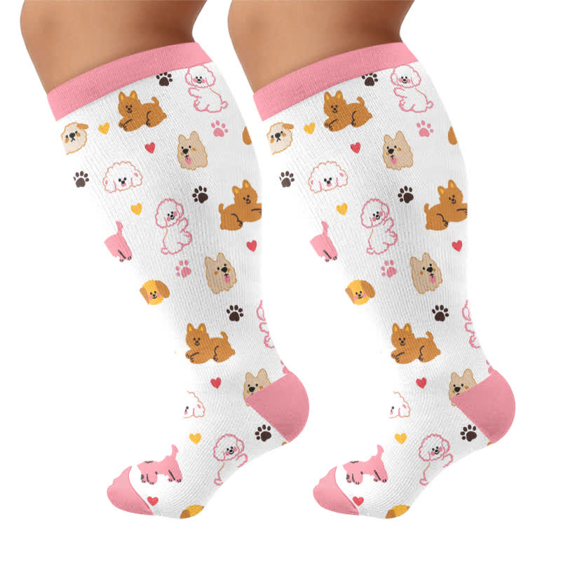 Kompressionsstrümpfe mit Welpenherz in Übergröße - Rosa (1 Paar) - 4XL - image 8