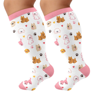 Kompressionsstrümpfe mit Welpenherz in Übergröße - Rosa (1 Paar) - 4XL - image 8