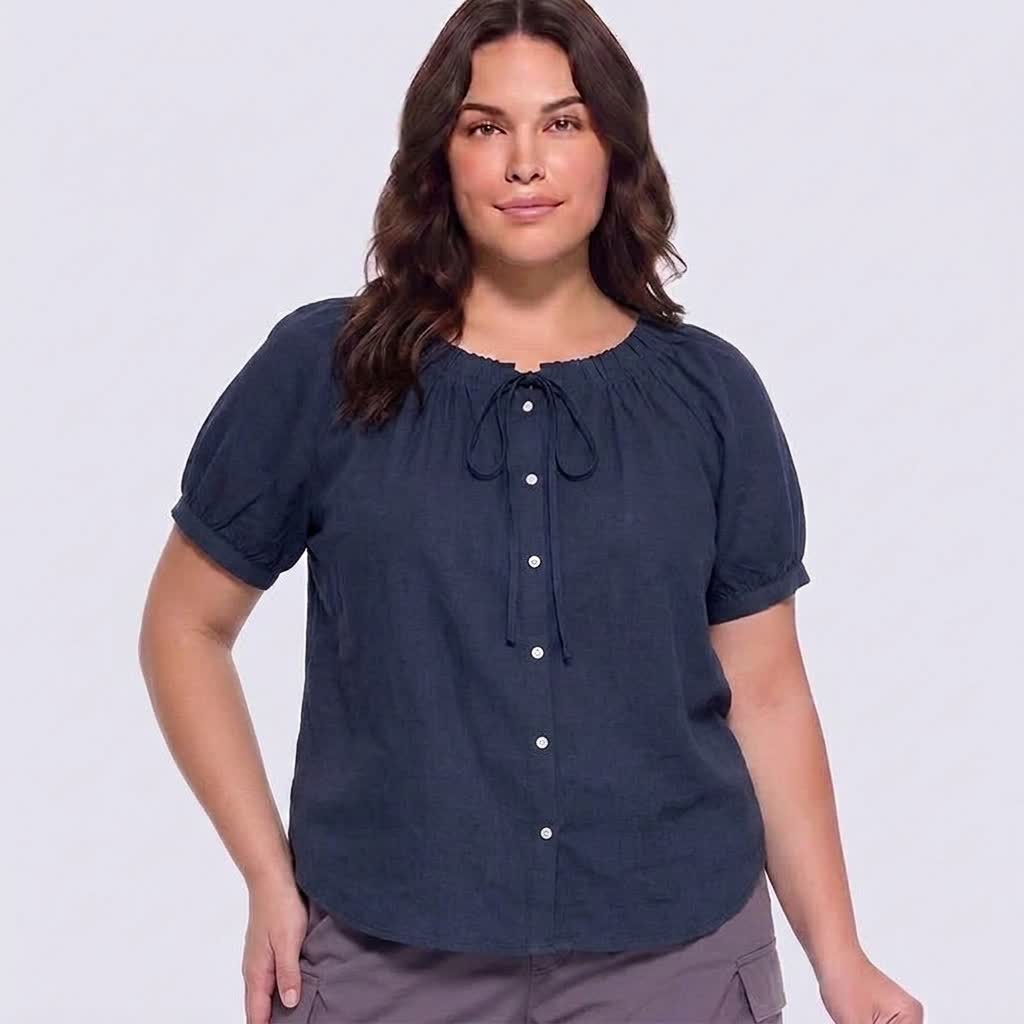 Vintage Bluse mit Bindekragen und Knopfleiste - image 0