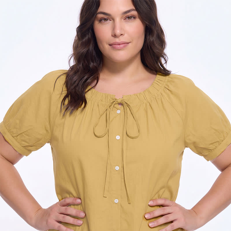 Vintage Bluse mit Bindekragen und Knopfleiste - image 9