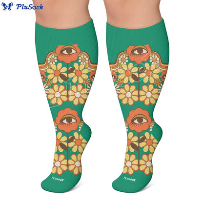 Retro Eye Bloom Kompressionsstrümpfe in Übergröße - image 5