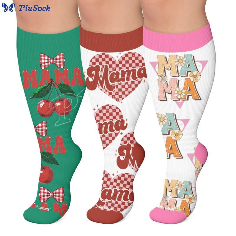 Plus Size Cherry Bow Mama Kompressionsstrümpfe - image 0