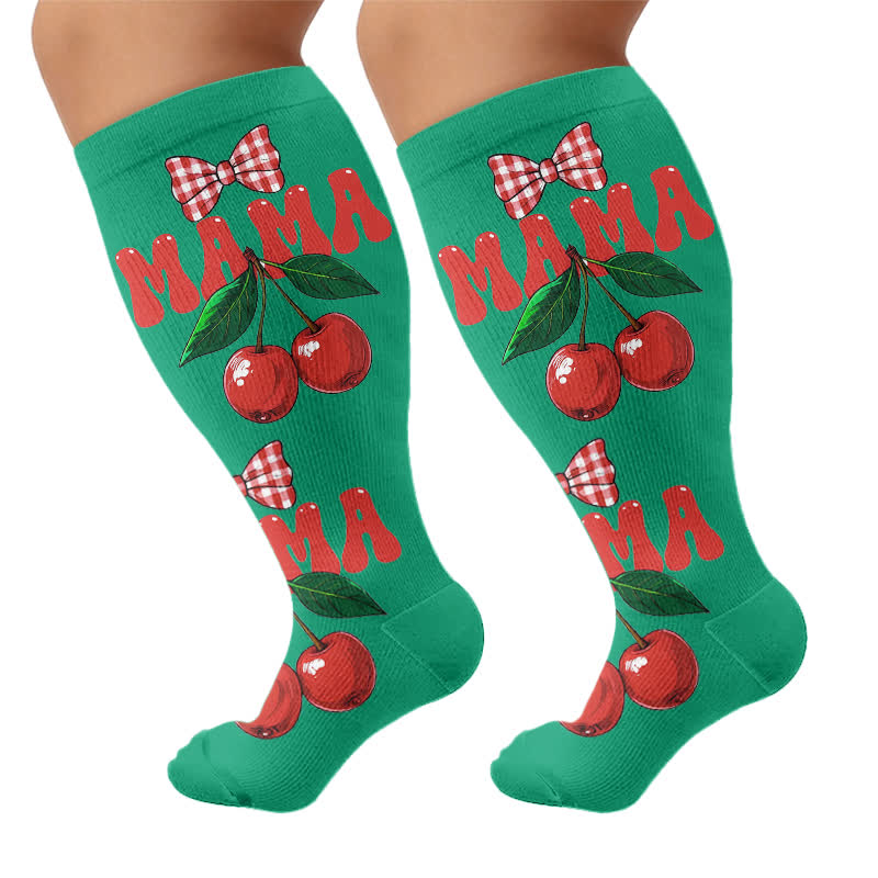 Plus Size Cherry Bow Mama Kompressionsstrümpfe - image 8