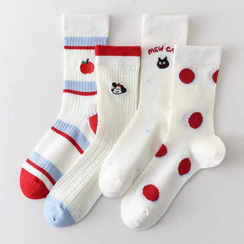Gepunktete, transparente Viertelsocken aus Netzgewebe (4 Paar) - Mehrfarbig - EU35-40 (US2-7) - image 8