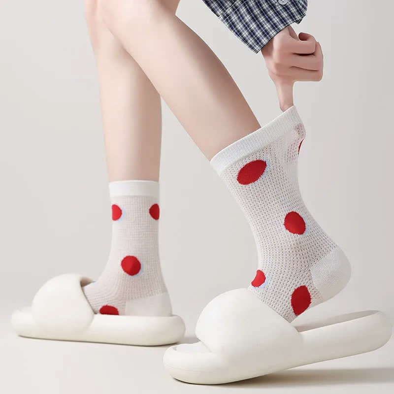 Gepunktete, transparente Viertelsocken aus Netzgewebe (4 Paar) - image 2