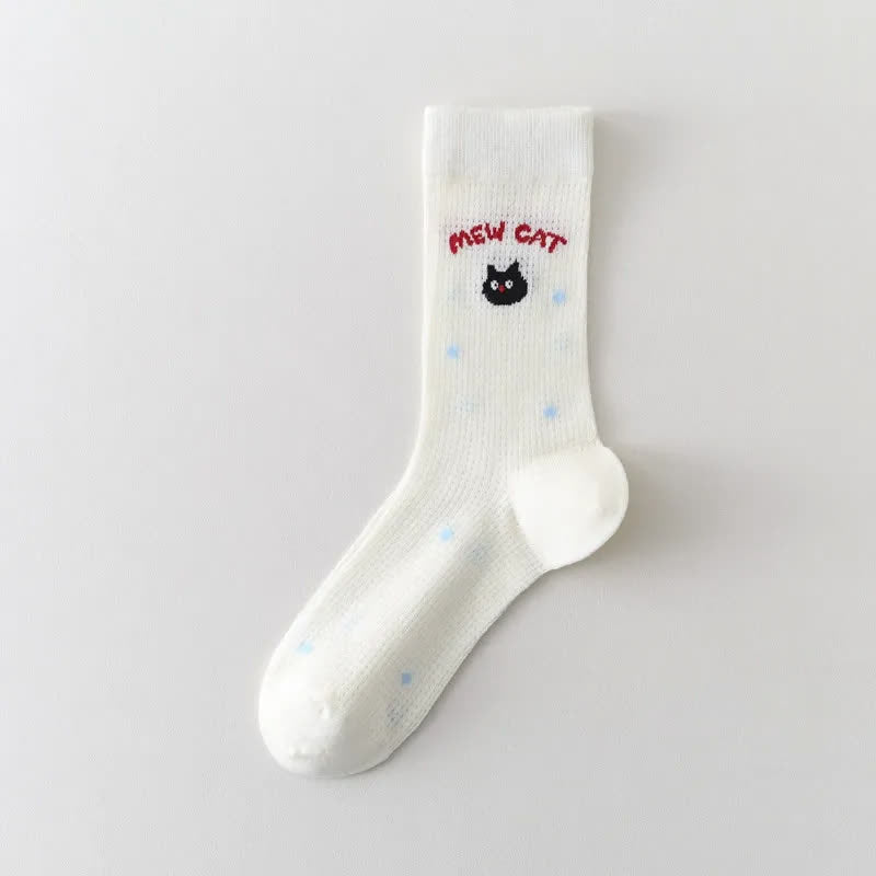 Gepunktete, transparente Viertelsocken aus Netzgewebe (4 Paar) - Kleine Katze - EU35-40 (US2-7) - image 6