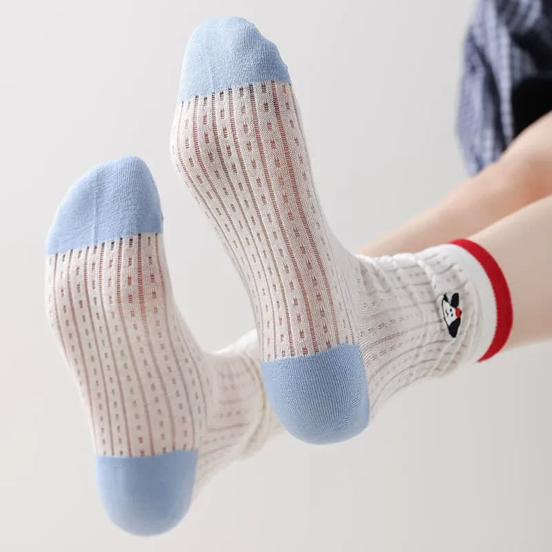 Gepunktete, transparente Viertelsocken aus Netzgewebe (4 Paar) - image 3