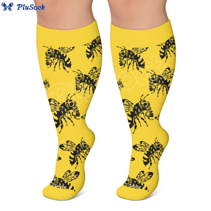 Kompressionsstrümpfe mit Totenkopf- und Bienenmotiv in Übergröße - image 5