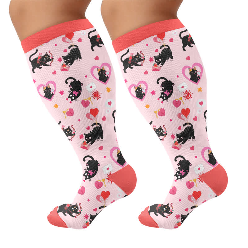 Plus Size Sweetheart Karierte Kompressionsstrümpfe - Rosa (1 Paar) - 4XL - image 9