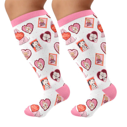 Plus Size Sweetheart Karierte Kompressionsstrümpfe - Weiß (1 Paar) - 4XL - image 10
