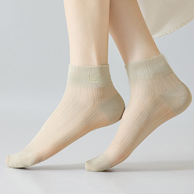 Transparente, mit Rosen bestickte Knöchelsocken (5 Paar) - image 4
