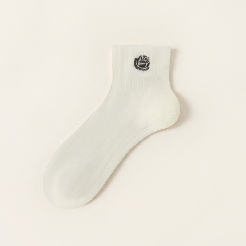 Transparente, mit Rosen bestickte Knöchelsocken (5 Paar) - Weiß - EU35-39 (US2-6) - image 5