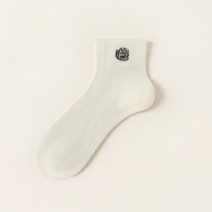 Transparente, mit Rosen bestickte Knöchelsocken (5 Paar) - Weiß - EU35-39 (US2-6) - image 5