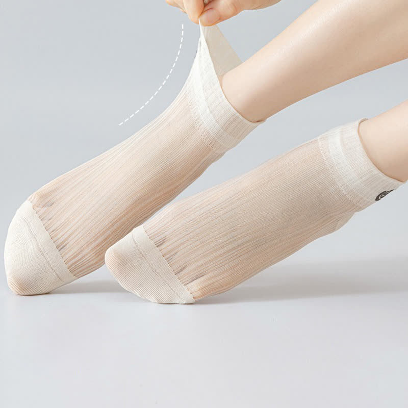 Transparente, mit Rosen bestickte Knöchelsocken (5 Paar) - image 2