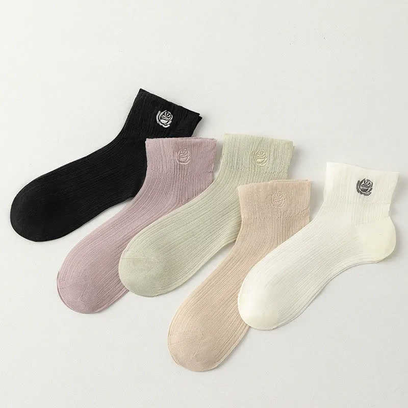 Transparente, mit Rosen bestickte Knöchelsocken (5 Paar) - Mehrfarbig - EU35-39 (US2-6) - image 10