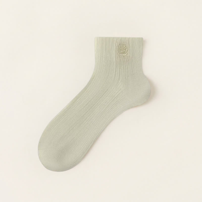 Transparente, mit Rosen bestickte Knöchelsocken (5 Paar) - Grün - EU35-39 (US2-6) - image 6