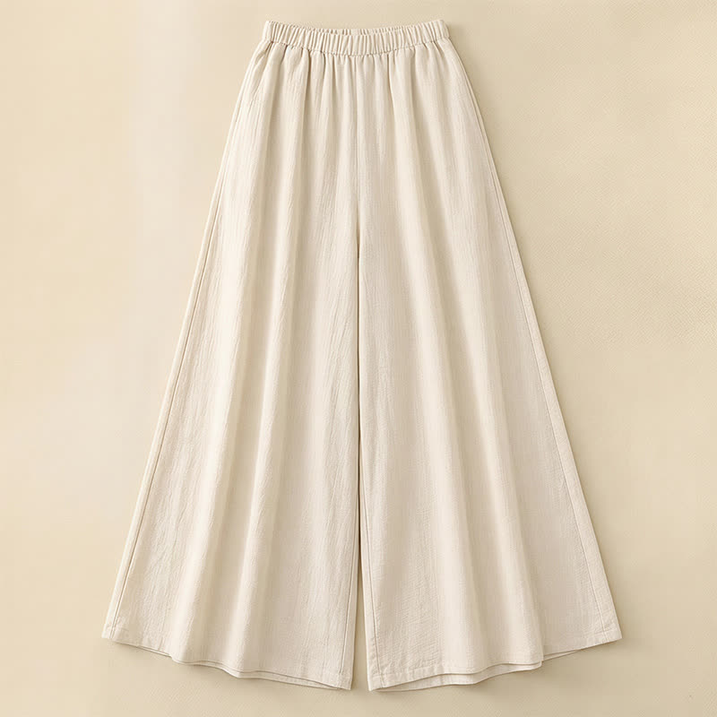 Lässige Leinenmischungshose mit weitem Bein und Kordelzug - Beige - 4XL - image 1