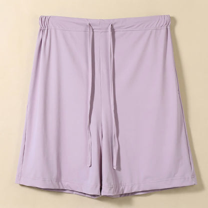 Lounge-Shorts aus Eisseide mit Kordelzug - Purple - 2XL - image 2