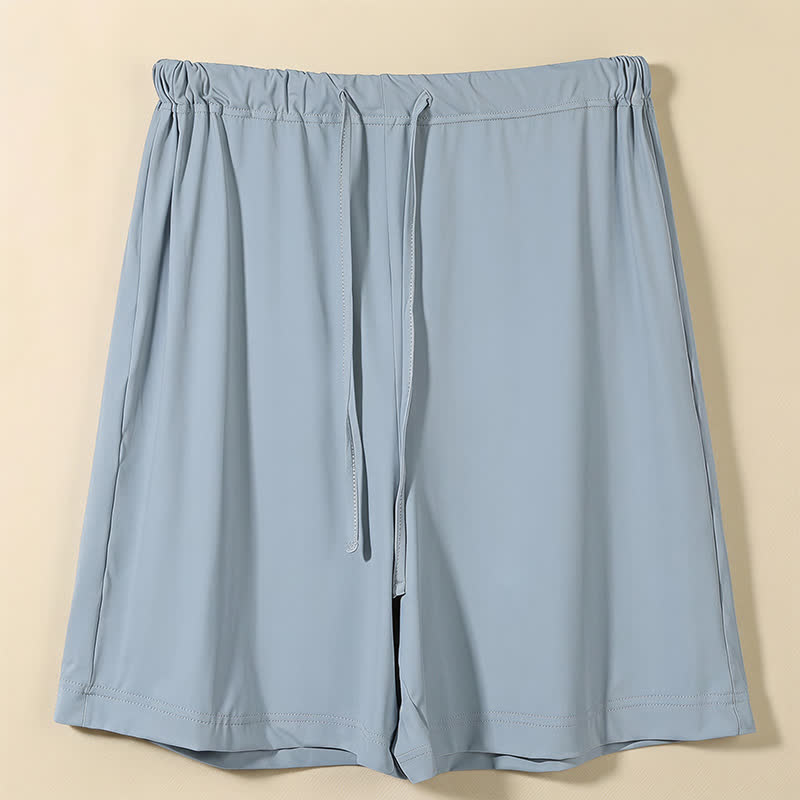 Lounge-Shorts aus Eisseide mit Kordelzug - Blue - 2XL - image 5