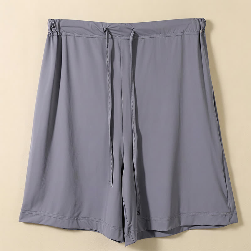 Lounge-Shorts aus Eisseide mit Kordelzug - Dark Grey - 2XL - image 1