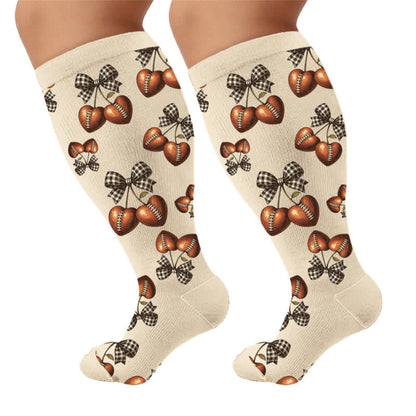 Plus Size Baseball Bow Ribbed Compression Socks - image 10