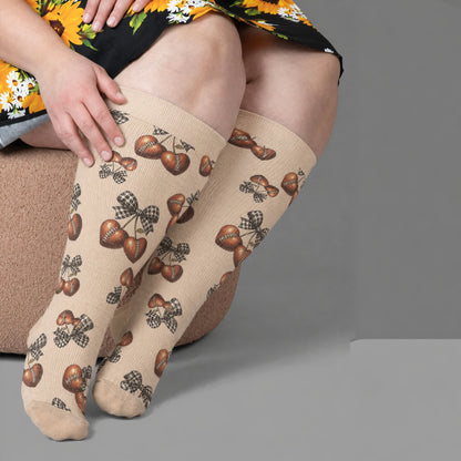 Plus Size Baseball Bow Ribbed Compression Socks - Aprikose (1 Paar) - 4XL - image 3