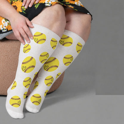 Plus Size Baseball Bow Ribbed Compression Socks - Weiß (1 Paar) - 4XL - image 2