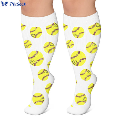 Plus Size Baseball Bow Ribbed Compression Socks - image 6