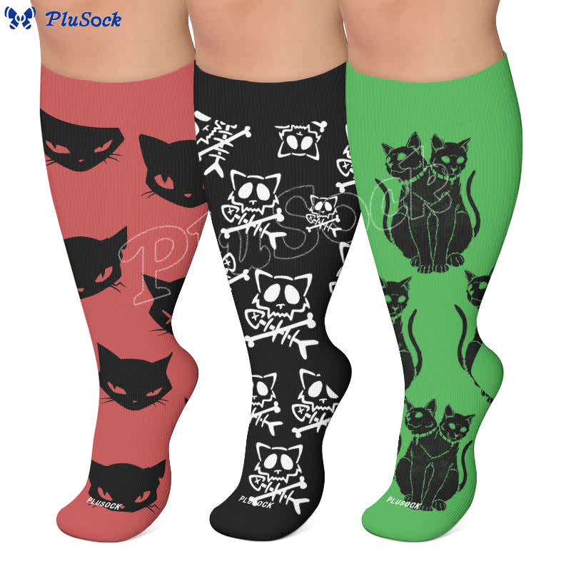 Gothic-Katzen-Kompressionsstrümpfe in Übergröße - image 0