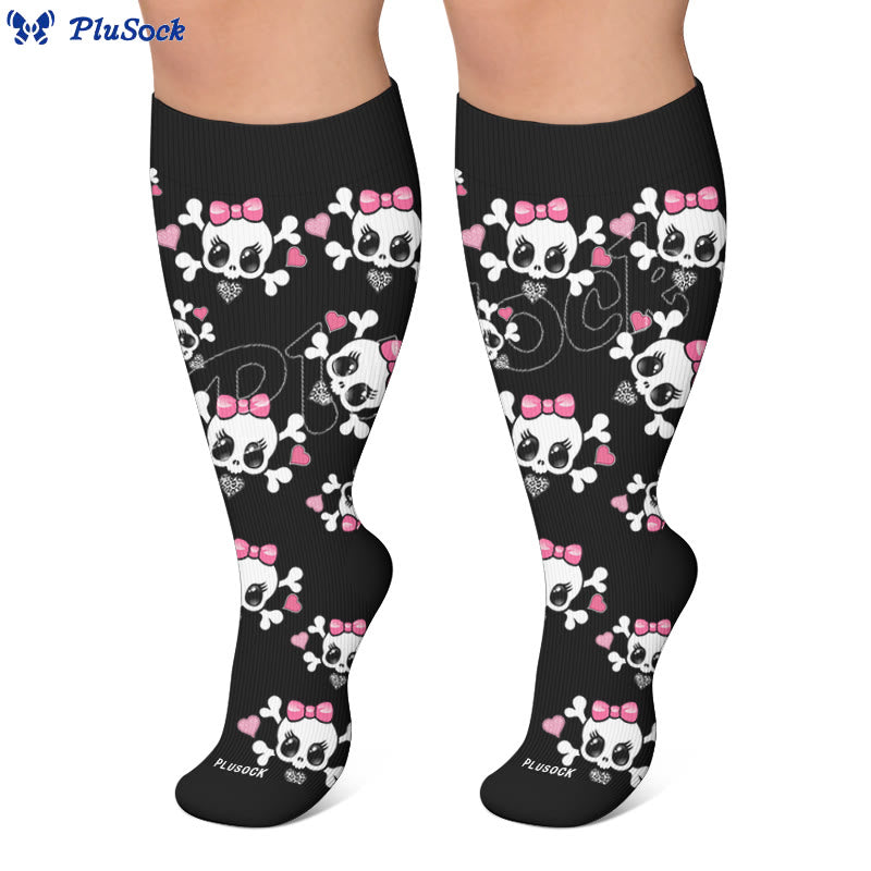 Kawaii Totenkopf-Schleifen-Kompressionsstrümpfe in Übergröße - image 7