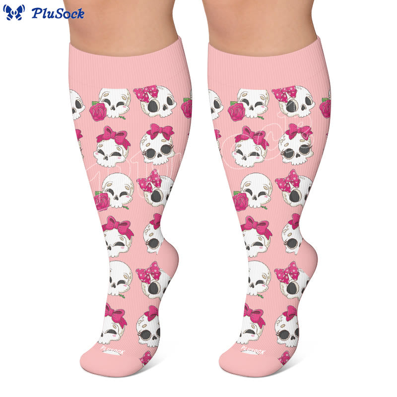 Kawaii Totenkopf-Schleifen-Kompressionsstrümpfe in Übergröße - image 6