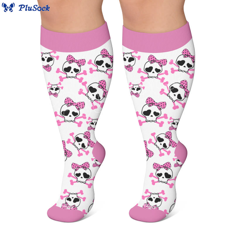 Kawaii Totenkopf-Schleifen-Kompressionsstrümpfe in Übergröße - image 5