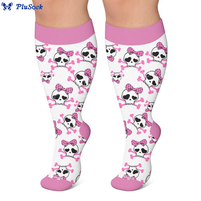 Kawaii Totenkopf-Schleifen-Kompressionsstrümpfe in Übergröße - image 5