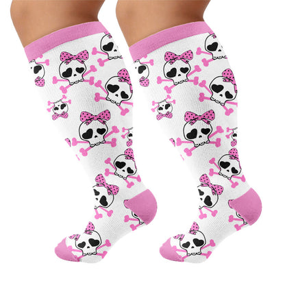 Kawaii Totenkopf-Schleifen-Kompressionsstrümpfe in Übergröße - image 8