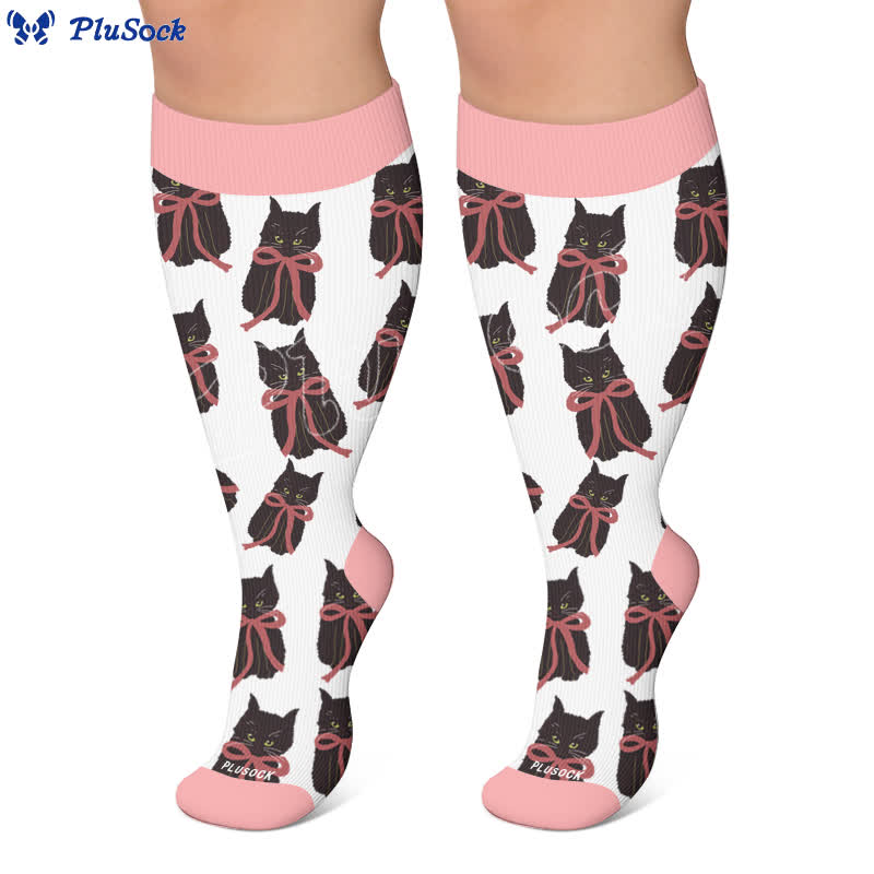 Kompressionsstrümpfe mit Kirschschleife in Übergröße - image 7